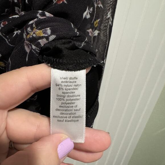 Maurices Black Floral Smocked Mesh Top Plus Size 3X - Picture 8 of 9